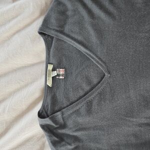 Burberry Charcoal V-Neck Lightweight Sweater Mens Large